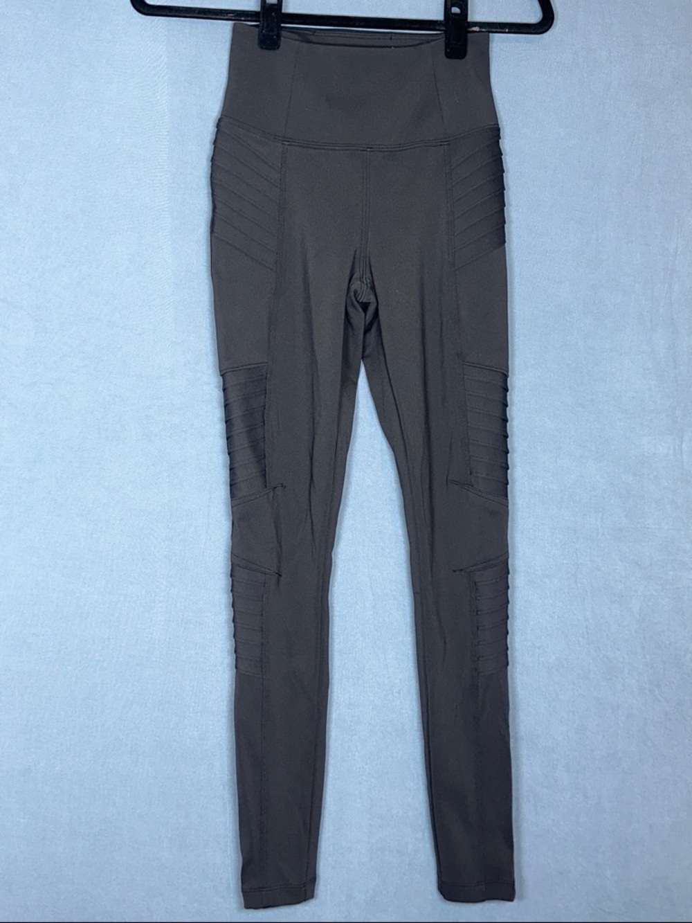 Athleta Delancey Moto Tight Black Leggings Womens XXS Trendy Tights Edgy Alt